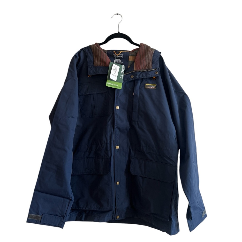 Men's L.L.Bean Navy Mountain Classic Water-Resistant Rain Jacket Size XL